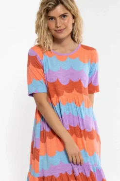 Organic - Danemarkise Slub Jersey Dress Warm Rose/Coral Puffy Clouds