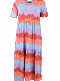 Organic - Danemarkise Slub Jersey Dress Warm Rose/Coral Puffy Clouds