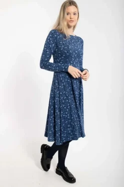 Organic - Danesigrid Viscose Dress Marine/Cold Blue Fleurie