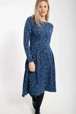 Organic - Danesigrid Viscose Dress Marine/Cold Blue Fleurie