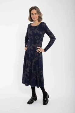 Organic - Danesigrid Viscose Slub Dress Grey Marine Bloom Boom