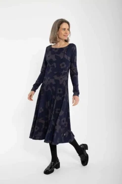 Organic - Danesigrid Viscose Slub Dress Grey Marine Bloom Boom