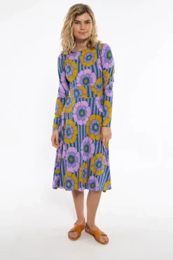 Organic - Danesigrid Viscose Slub Dress Viola Power Flower