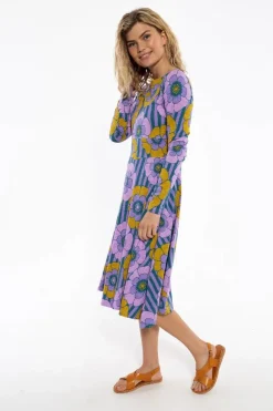 Organic - Danesigrid Viscose Slub Dress Viola Power Flower