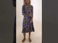 Organic - Danesigrid Viscose Slub Dress Viola Power Flower