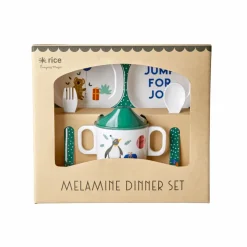 Rice Melamine Baby Spisesaet Green Party Animal