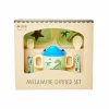 Rice Melamine Baby Spisesaet Green Dinosaurs