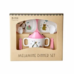 Rice Melamine Baby Spisesaet Pink Party Animal