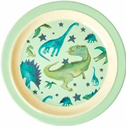 Rice Melamine Børnetallerken Green Dinosaurs