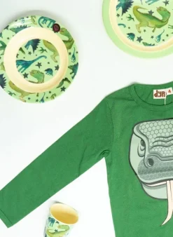 Rice Melamine Børnetallerken Green Dinosaurs