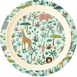 Rice Melamine Børnetallerken Green Jungle Animals