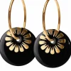 Scherning Bloom Oreringe Stor Black/Guldbelagt