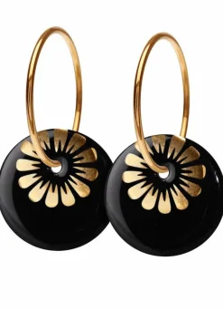 Scherning Bloom Oreringe Stor Black/Guldbelagt