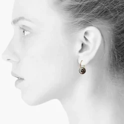Scherning Bloom Oreringe Black/Guldbelagt