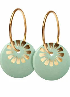 Scherning Bloom Oreringe Stor Aqua/Guldbelagt