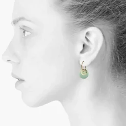 Scherning Bloom Oreringe Stor Aqua/Guldbelagt