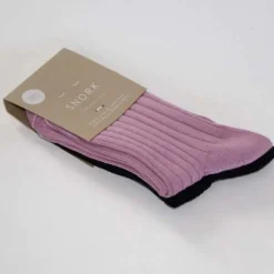 Snork Organic Rib Socks 2-Pack Vintage Pink/Black