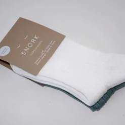 Snork Organic Rib Socks 2-Pack Green/Off-White